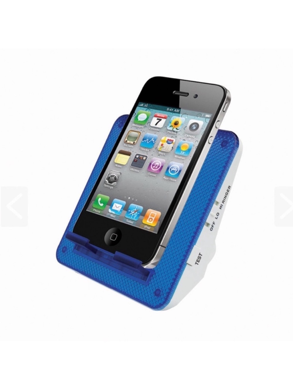 SERENE Universal Cell Phone Ringer Flasher Blue Smartphone Charging Dock